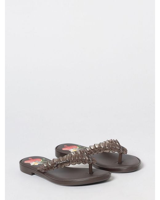Melissa X Ganni White Ruched Pvc Thong Sandals With Low Heel