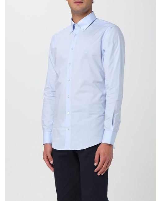 Etro Blue Solid Poplin Shirt for men