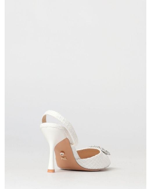 Twentyfourhaitch White Tortuga Tweed Slingbacks With Jewel Buckle