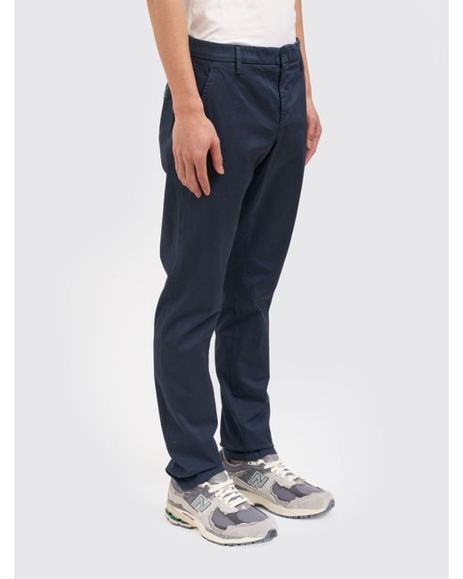 Dondup Blue Stretch Cotton Chino Trousers for men
