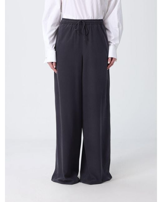 Max Mara Blue Silk Wide-Leg Trousers With Drawstring
