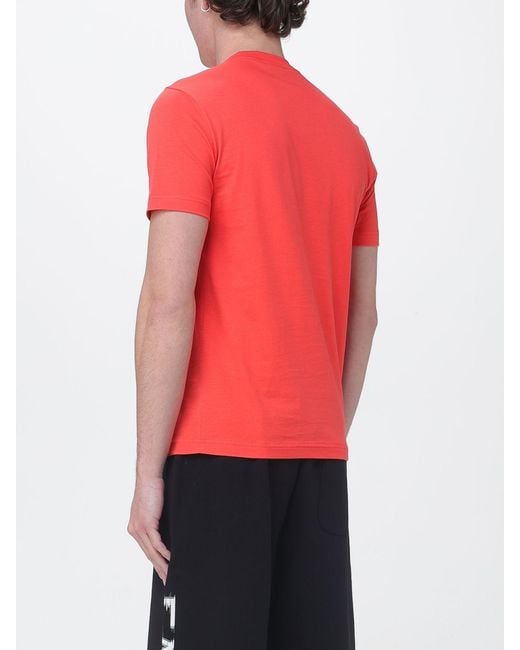EA7 Red Cotton Crew Neck T-Shirt for men