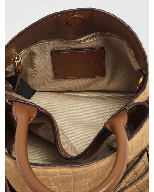 Marc Jacobs Brown The Satchel Crocodile Print Suede Bag