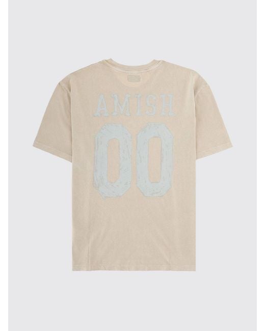 AMISH Natural Relaxed Fit Cotton T-Shirt With Logo And Slogan Print for men