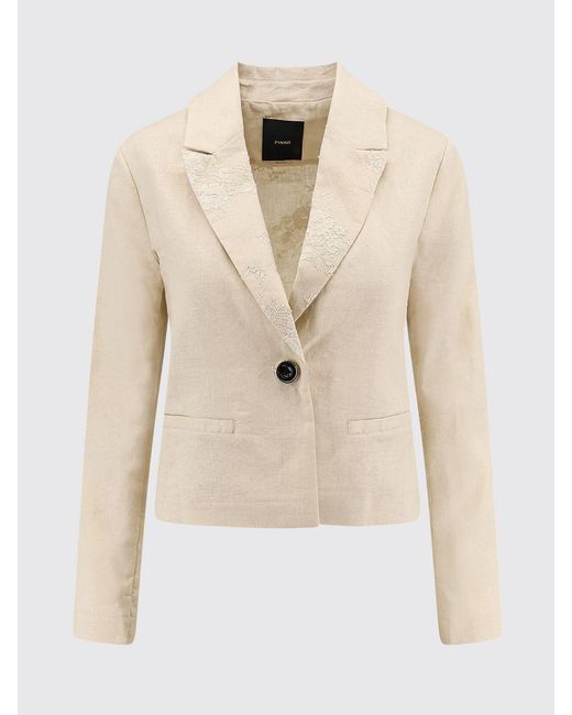Pinko Natural Single Breasted Linen Blazer
