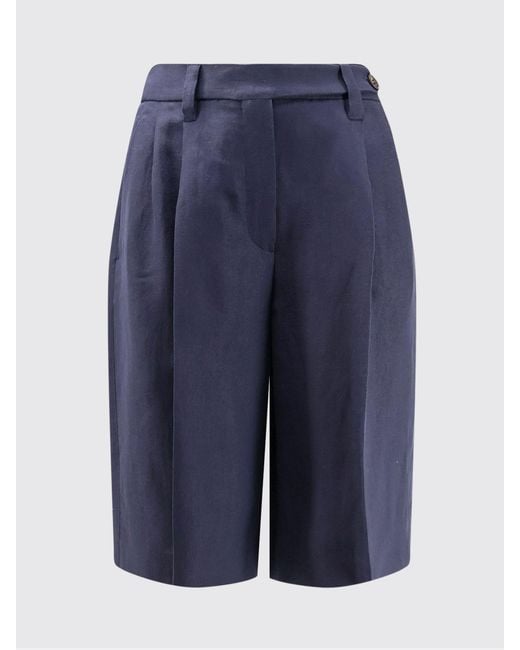 Brunello Cucinelli Blue Linen Blend Tailored Shorts