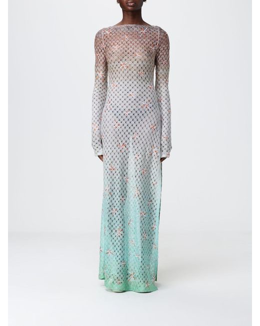 Missoni Blue Long Lamé Viscose Cover-Up Dress