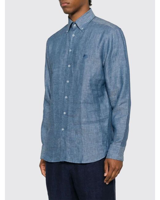 Etro Blue Linen Shirt for men