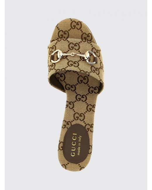 Gucci Natural Gg Jacquard Monogram Canvas Mules