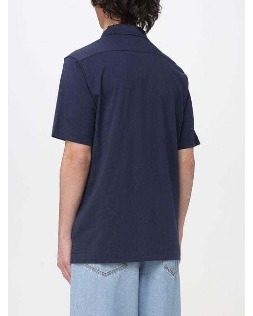 Dries Van Noten Blue Basic Cotton Polo Shirt for men