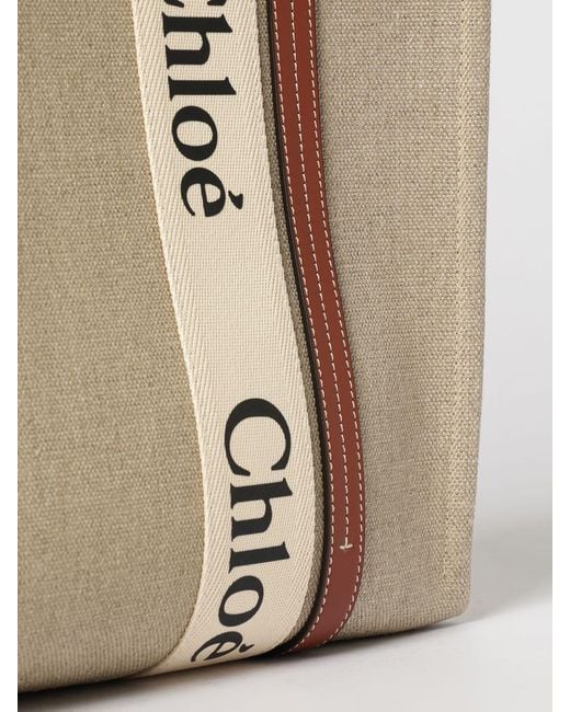 Chloé Natural ChloÉ Woody Medium Cotton Canvas Bag