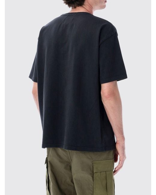 Rhude Blue Crewneck Cotton T-Shirt With Graphic Print And Contrast Logo for men