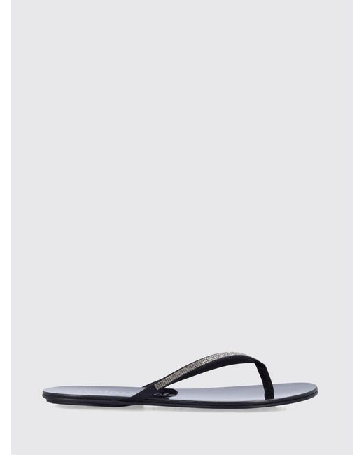 Pedro Garcia White Satin Thong Sandals With Swarovski Crystal Application