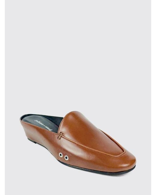 Paloma Wool Brown Fernanda Leather Wedge Mules With Round Toe
