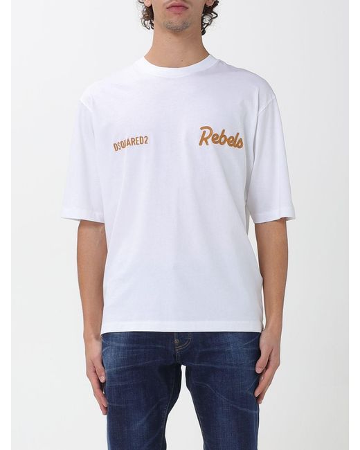 DSquared² White Cotton T-Shirt With Slogan for men