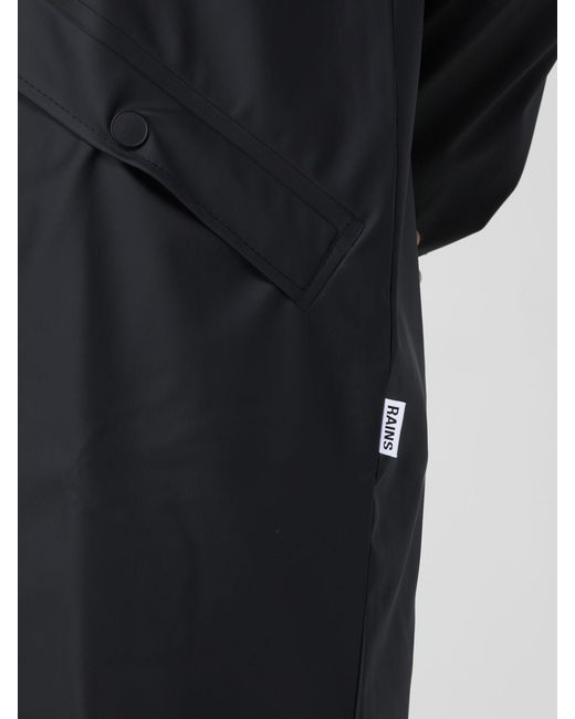 Rains Black Knee-Length Hooded Raincoat for men