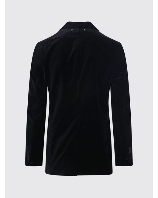 Golden Goose Deluxe Brand Blue Double-Breasted Velvet Blazer for men