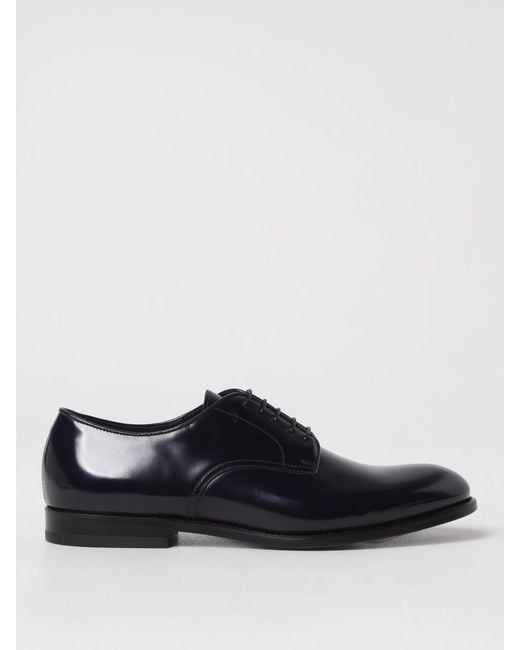 Doucal's Blue Brushed Leather Derby Shoes for men