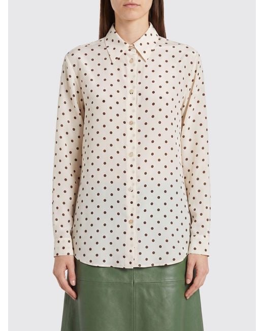 P.A.R.O.S.H. Natural Polka Dot Print Long-Sleeved Silk Shirt P.A.R.O.S.H