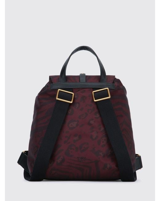 Pinko Purple Medium Animal Print Nylon Backpack