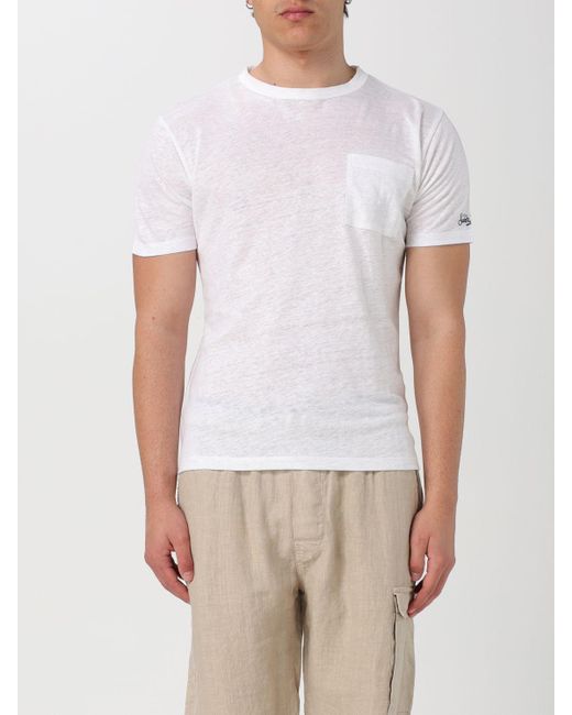 T-shirt in lino di Mc2 Saint Barth in White da Uomo