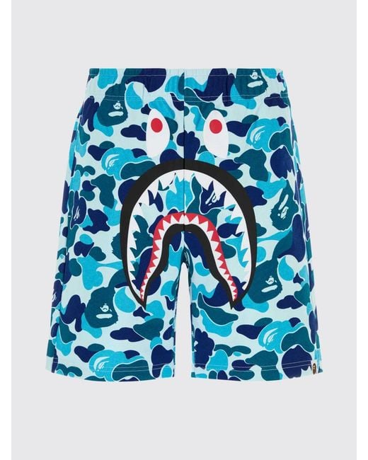 A Bathing Ape Blue Abc Camo Shark Cotton Camouflage Shorts for men