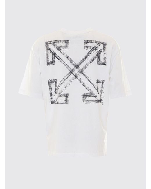 Off-White c/o Virgil Abloh White Cotton T-Shirt With Contrasting Logo And Arrow Print for men