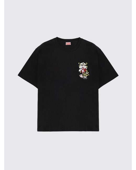 KENZO Black Printed Cotton T-Shirt for men