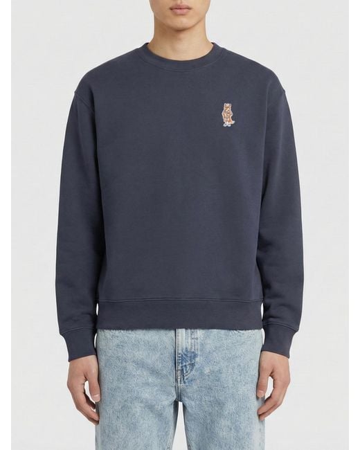 Maison Kitsuné Blue Maison KitsunÉ Cotton Crew-Neck Sweatshirt for men