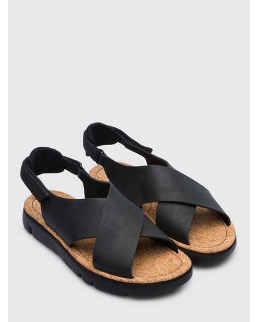Camper Black Oruga Leather Sandals