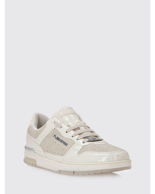 Philipp Plein White Suede And Crocodile Print Leather Sneakers for men