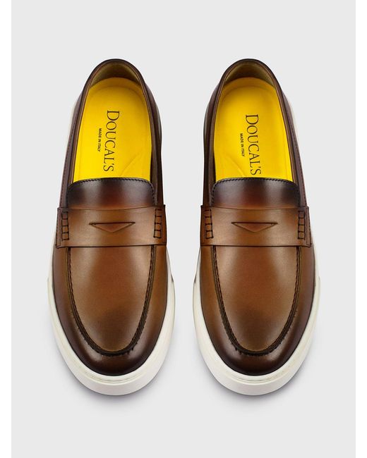 Doucal's White Leather Loafers for men