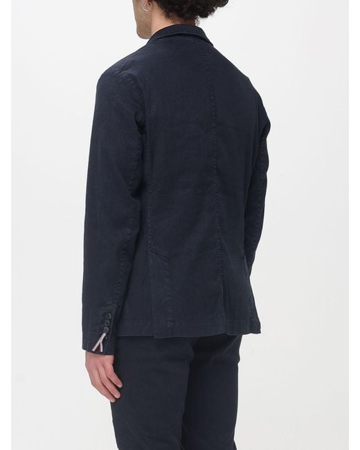 Mason's Blue Single Breasted Cotton And Linen Blazer for men