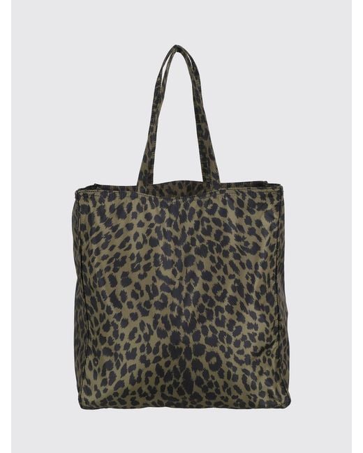 Aspesi Black Animal Print Polyester Tote Bag