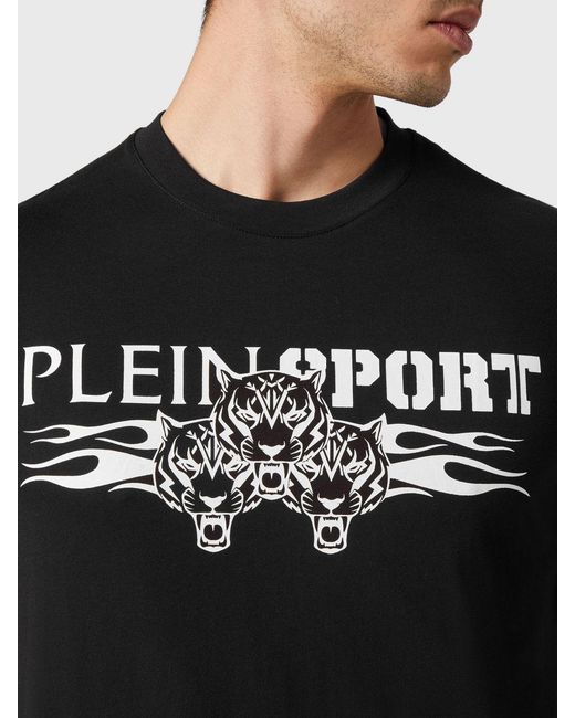 Philipp Plein Black Slim Fit Cotton T-Shirt With Contrast Hexagon Logo for men