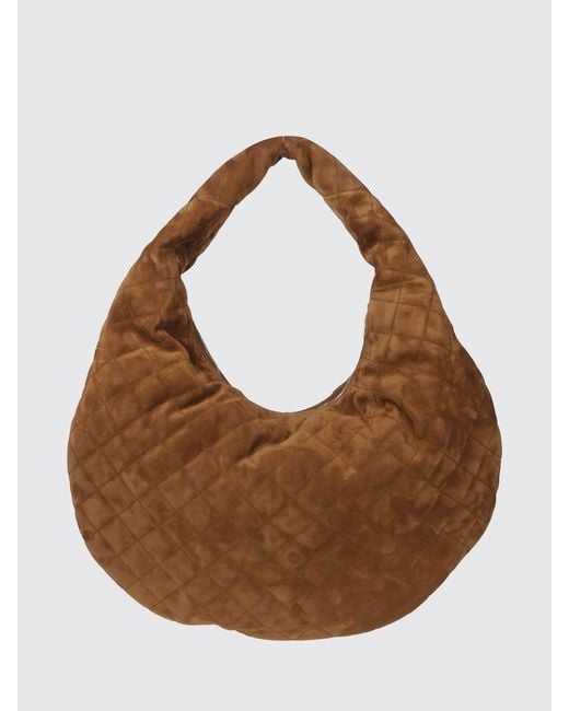 Saint Laurent Brown Icare Quilted Suede Shoulder Bag With Ysl Monogram