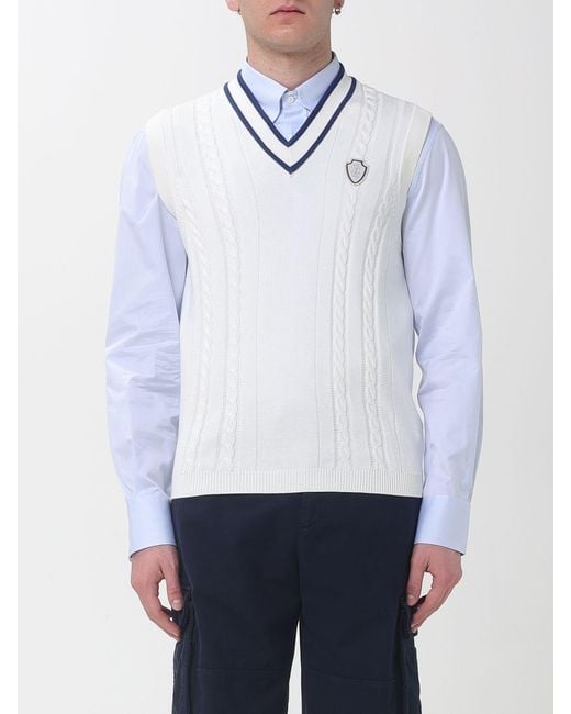 Brunello Cucinelli White Cotton Knit Vest for men