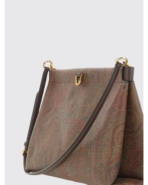 Etro Brown Coated Cotton Paisley Print Bag
