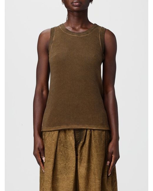Uma Wang Brown Ribbed Washed Jersey Top