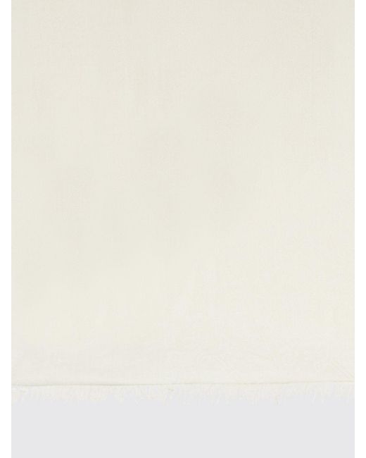 Max Mara White Wool And Silk Scarf With Monogram