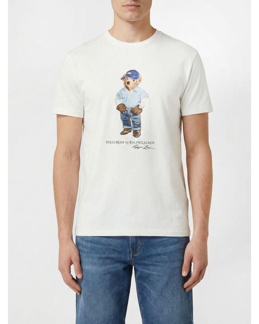 Polo Ralph Lauren White Cotton T-Shirt With Bear Print for men
