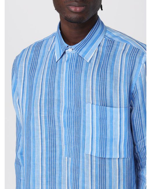 Camicia in misto cotone a righe di Corneliani in Blue da Uomo