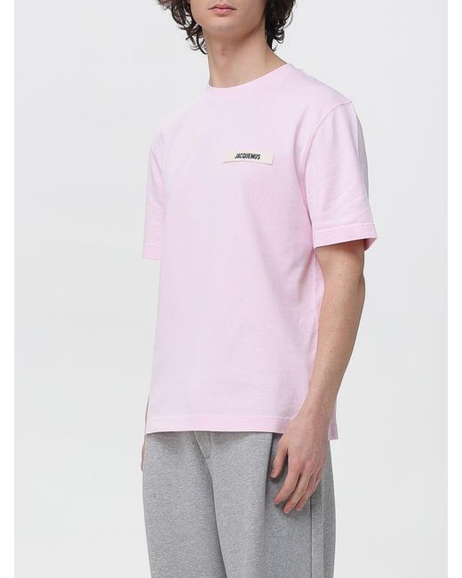 Jacquemus Pink Cotton T-Shirt With Logo for men