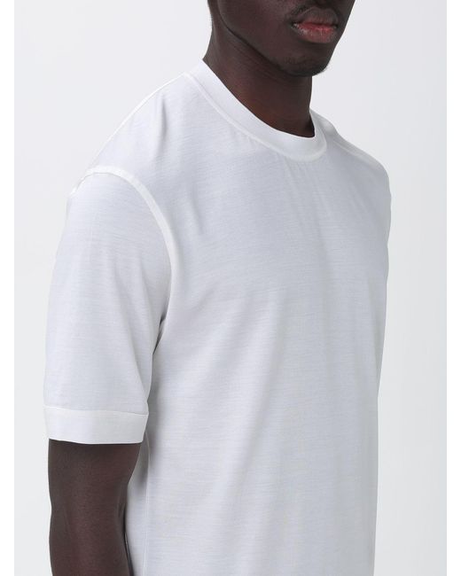 Zegna White Cotton And Silk T-Shirt for men