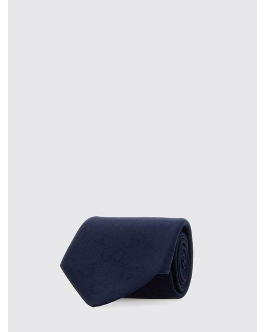 Gucci Blue Gg Jacquard Cotton And Silk Tie for men