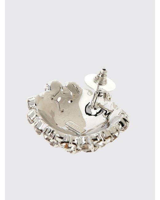 Self-Portrait Metallic Brass Earrings With Set Rhinestones