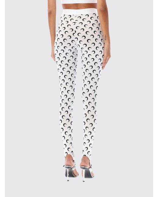 MARINE SERRE White Printed Stretch Technical Fabric Leggings