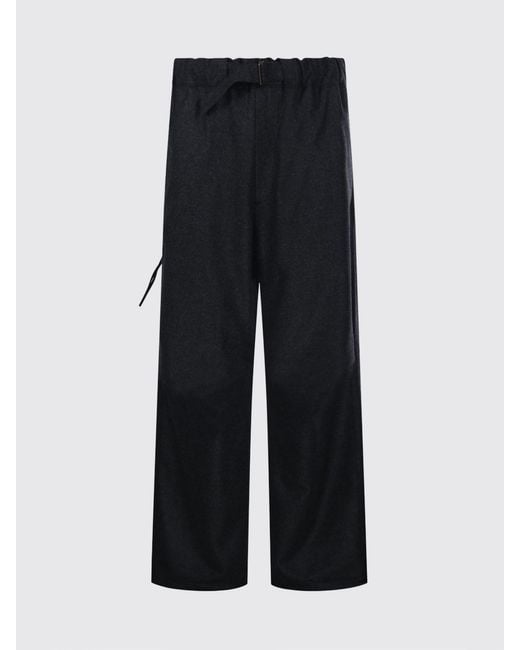 DARKPARK Black Wide-Leg Virgin Wool Trousers With Belt for men