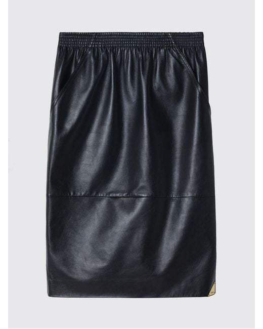 Chloé Black ChloÉ High-Waisted Leather Pencil Midi Skirt With Elastic Waistband