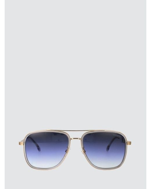 Carrera Blue Rectangular Metal Aviator Sunglasses With Double Bridge